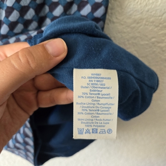 Boden 6R Cowl Neck Sheath Mini Dress Blue Geometric - Picture 8 of 8